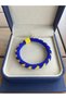 Handmade Crochet Beaded Bracelet - Blue and Yellow Patterned Authentic Women's Bracelet Inner Diameter: 5.5 cm - 4