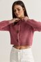 Women's Dusty Rose Rose Formed Gold Button Detailed Crew Neck Knitwear Cardigan Th261073 60286605 - 3