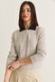 Women's Beige-Navy Blue Contrast Polo Collar Button Detailed Knitwear Sweater Tk261107 60286633 - 3