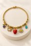 Adjustable Steel Bracelet Suitable for Young People and Children, Mixed Figure Zircon Stone Charm Model, Silver Color