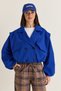 Women's Saks Wide Double-Breasted Collar Pocket Detailed Elastic Crop Trench Coat 2834 60286460 - 3