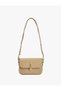Long Strap Mini Faux Leather Shoulder Bag with Metal Buckle Closure