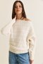 Women's Ecru Hair Braid Patterned Boat Neck Oversize Knitwear Sweater Tk261016 60286625 - 4