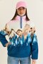 Women's Pink-Blue Patterned High Collar Half Zipper Pocket Detailed Oversize Fleece Sweatshirt 60286655 - 4