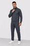 Men's Stand Collar Full Zipper Pocket Diving Fabric Tracksuit Set