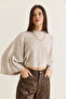 Women's Light Beige Bat Sleeve Casual Crop Knitwear Sweater Tk261117 60286639 - 2