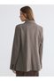 Beige Double-Breasted Collar Patterned Women's Blazer Jacket - 4