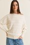 Women's Ecru Hair Braid Patterned Boat Neck Oversize Knitwear Sweater Tk261016 60286625 - 2