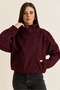 Women's Burgundy Viral Oversize High Collar Epaulet Detailed Faux Cashmere Coat 427 60286643 - 5