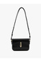 Long Strap Mini Faux Leather Shoulder Bag with Metal Buckle Closure
