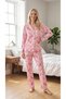 Women's Pink Bow Ribbon Patterned Soft Winter Pajama Set - 2