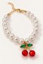 Women's Pearl Bracelet Rainbow Tree of Life with Cherry and Clock Figures Charm Detailed Adjustable Stylish Bracelet - 4