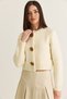 Women's Cream Rose Formed Gold Button Detailed Crew Neck Knitwear Cardigan Th261073 60286605 - 3