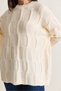 Women's Cream Textured Crew Neck Oversize Knit Sweater Tk261103 60286623 - 6