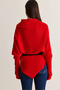 Women's Red Belted Asymmetrical Collar Bat Sleeve Knitwear Sweater Cln20 60286631 - 6