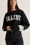 Women's Black Malibu Printed Crew Neck Crop Oversize Sweatshirt 828 60286649 - 4
