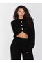 Women's Black Crop Pants Top and Bottom Knitwear Set - 3