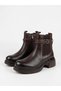 2552204K Women's Genuine Leather Thick Sole Elastic Zippered Short Boots - 4