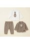 Teddy Bear Embroidered Tie 3-Piece Baby Boy Set 0-3 Months 3-6 Months 6-9 Months Baby Set Jacket+Zibın+Pajamas Newborn Baby Set