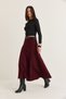 Women's Burgundy Belted A-Line Long Skirt 4420 60286523 - 4