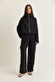 Women's Black Accessory Detailed Zippered High Collar Lined Jacket Palazzo Trousers Set 2826 60286501 - 6