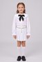 Girl's Long Sleeve Doll Collar Black Scarf Polka Dot Shirt Yellow Chain White Pleated Skirt April 23 October 29 Show Outfit White - 2