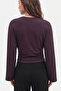 Plum Crew Neck Fitted Waist 97% Cotton Long Sleeve Blouse - 3
