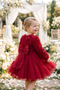 Baby Girl Red Long Sleeve 3D Rose Tulle Princess Evening Dress Birthday Wedding 9 Months-5 Years - 6