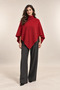 High-Necked Knitwear Cape Poncho - 2