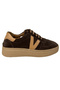 Women's Sneakers – Dark Brown-Beige Genuine Leather - 2