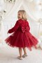 Baby Girl Red Long Sleeve 3D Rose Tulle Princess Evening Dress Birthday Wedding 9 Months-5 Years