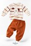 Baby Set Dog Patterned Striped 2-Piece Set Long Sleeve Top and Bottom Seasonal Set - 6