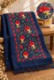 Women's Motif Embroidered Shawl with Tassels, Cashmere Luxe Ethnic Patterned