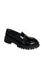 Girls' Loafer Shoes – Black Genuine Leather, Metal Buckle - 3