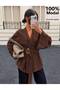 Double-Breasted Collar Belted Buckle Detailed Spanish Sleeve Modal Fabric Loose Jacket-Kimono
