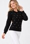 Women's Front Stone Detailed Fuzzy Knitwear Blouse - 3