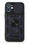 Apple iPhone 12 Compatible Case with Pars Lens Ring Silicone - Navy Blue - 7