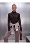 Rmz Gi̇yi̇m Farkiyla Dik Roba Collar Finger Interlocking Women's Sports Bodysuit