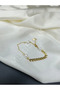 Pearl detailed leaf model steel women's bracelet - 4