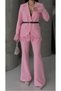 Women's Sleeves Lace Detailed Jacket Trousers Suit Candy Pink - 5