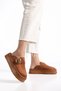 Women's Tan Stylish Buckle Detailed Thick Soled Daily Comfortable Slippers - 2