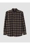 Rmz Gi̇yi̇m Farkiyla Standard Fit Checkered Embroidered Gabardine Men's Shirt