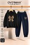 Leopard Patterned Ribbon Printed Children's Hooded Sweatshirt Tracksuit Set - Ages 3-12