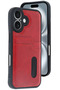 Apple iPhone 16 Compatible Case Sara Leather Case with Business Card Holder - Red - 7