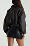 485074 Buckle Bomber Women's Leather Coat - 4