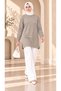 Women's Long Sweatshirt Tunic with Stone Detail - 2