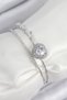 Brass Zircon Stone Heart Model Silver Color Women's Bracelet - 2