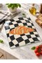 Croissant Patterned Tempered Glass Cutting and Presentation Board Black and White Checkerboard - 2