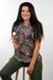 (E-Flex) Women's Butterfly Patterned Doctor Nurse Hospital Veterinary Scrubs Single Top Uniform