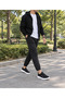Men's Black and White Striped Comfortable Sneakers High-Comfort Elastic Transitional Casual Shoes - 3